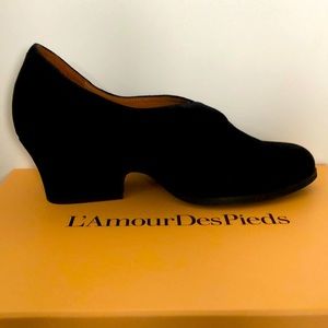 Black kid suede heeled shoes from L’Amour Des Pieds